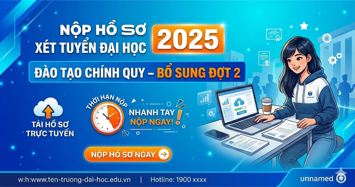 Thông báo nộp hồ sơ đăng ký xét tuyển đại học hình thức đào tạo chính quy năm 2025 (bổ sung đợt 2)