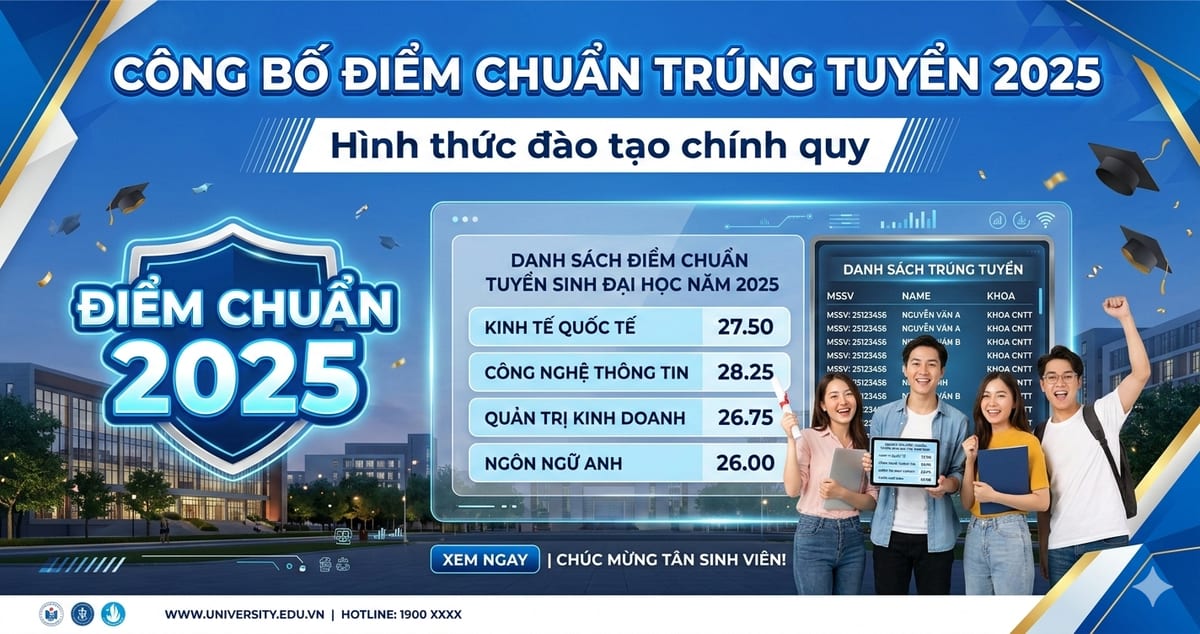 Quyết định công bố điểm chuẩn trúng tuyển đại học hình thức giáo dục chính quy năm 2025
