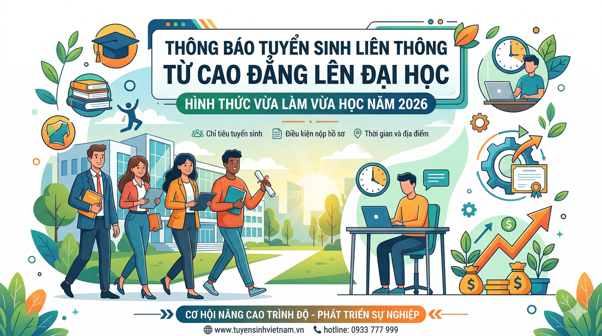 Thông báo tuyển sinh liên thông từ cao đẳng lên đại học hình thức vừa làm vừa học năm 2026