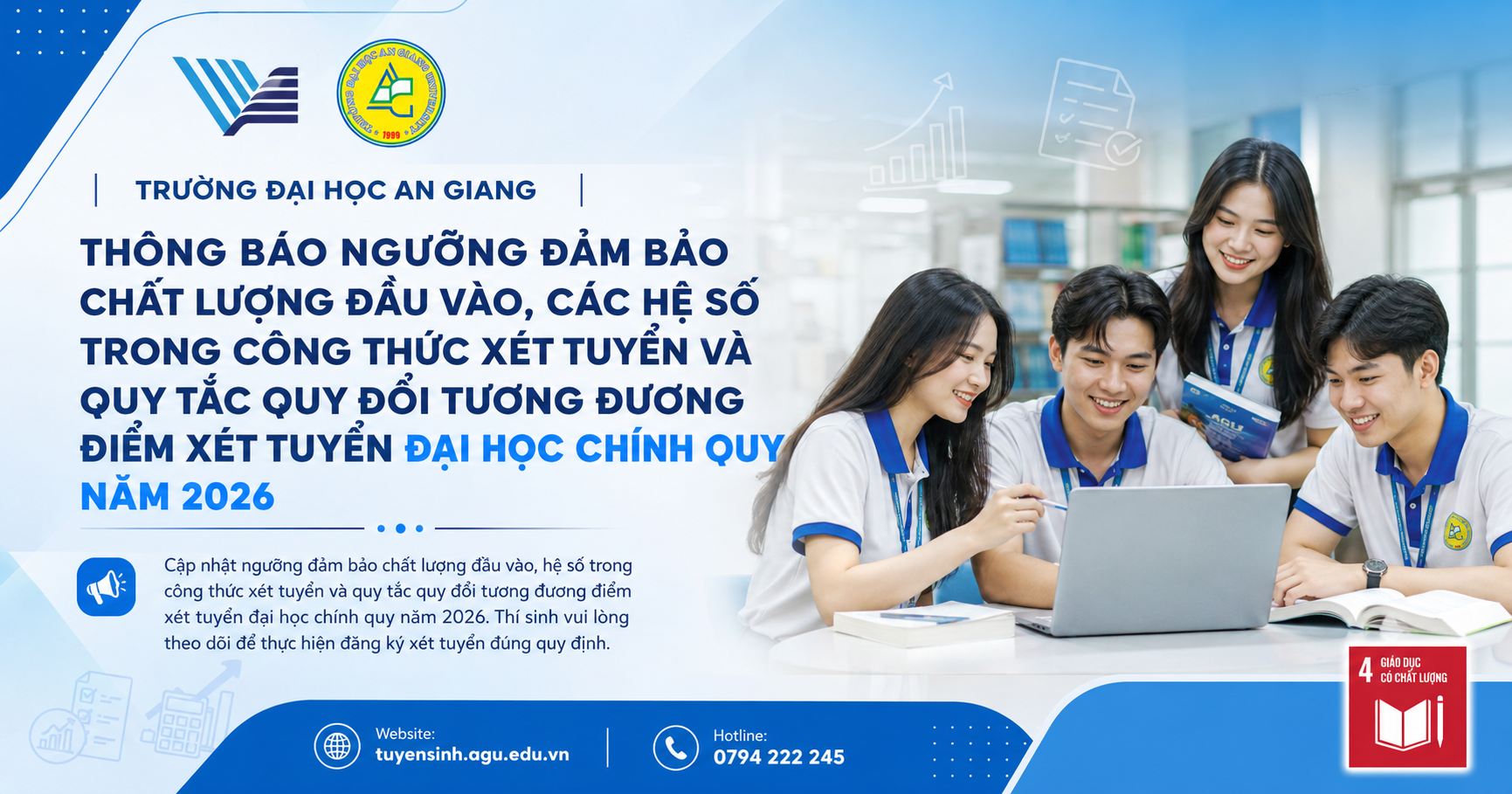 Thông báo ngưỡng đảm bảo chất lượng đầu vào, các hệ số trong công thức xét tuyển và quy tắc quy đổi tương đương điểm xét tuyển đại học chính quy năm 2026