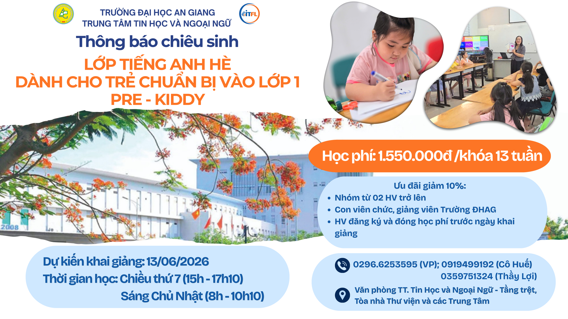 Thông báo chiêu sinh "LỚP TIẾNG ANH HÈ DÀNH CHO TRẺ CHUẨN BỊ VÀO LỚP 1"