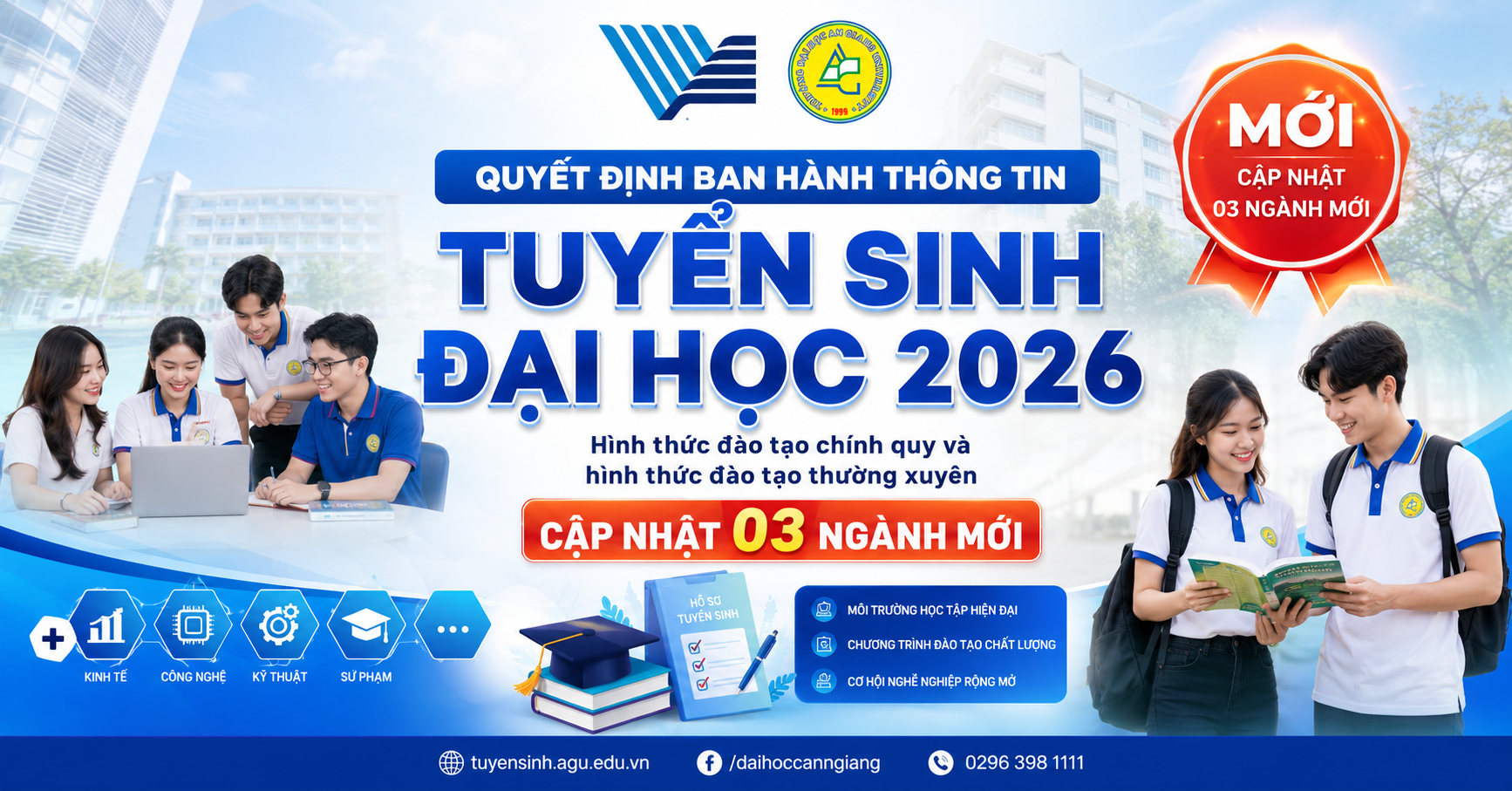Quyết định ban hành Thông tin tuyển sinh đại học hình thức đào tạo chính quy, hình thức đào tạo thường xuyên năm 2026 của Trường Đại học An Giang (cập nhật 3 ngành mới)