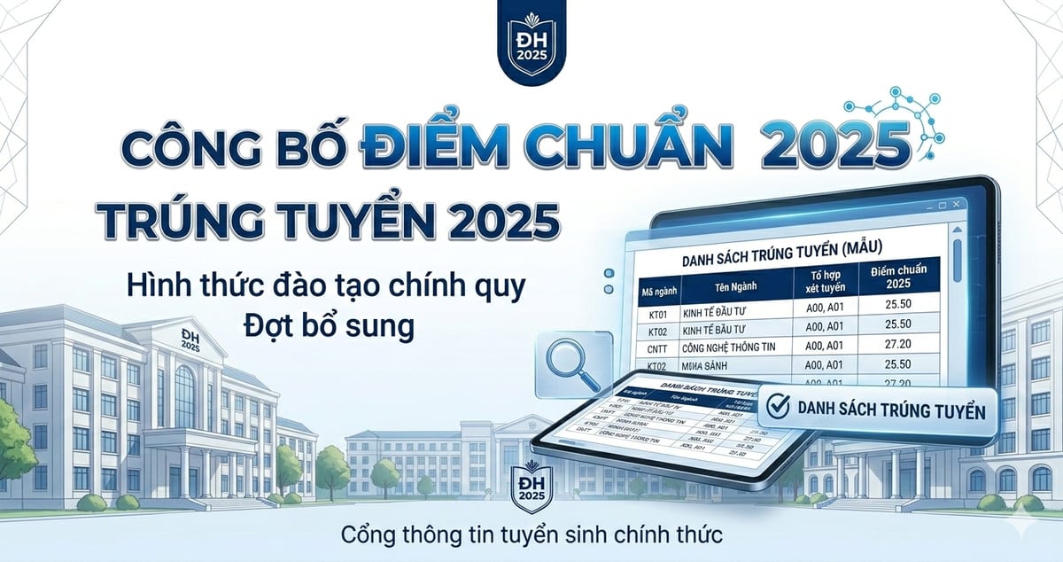 Quyết định công bố điểm chuẩn trúng tuyển đại học hình thức giáo dục chính quy năm 2025 (đợt bổ sung)
